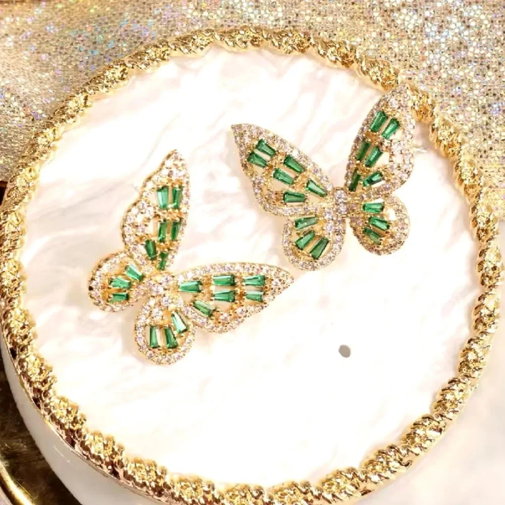 Butterfly Green 18K Gold Stainless Steel Waterproof Set - Picture 5 of 12